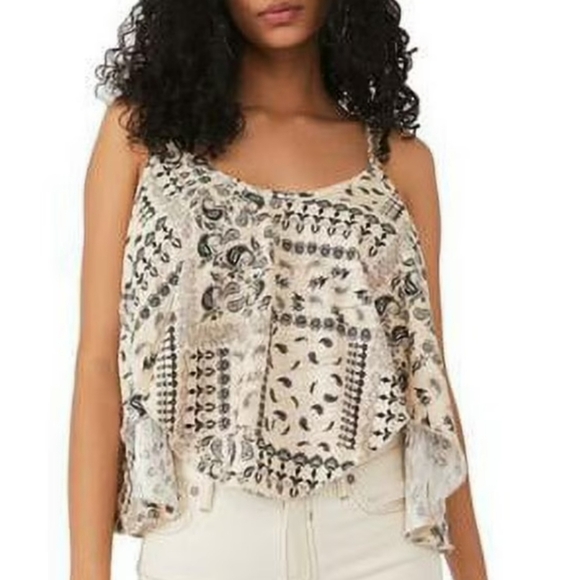 We The Free Hey Girl Tank Top Cream Asymmetrical Camisole - Picture 1 of 4